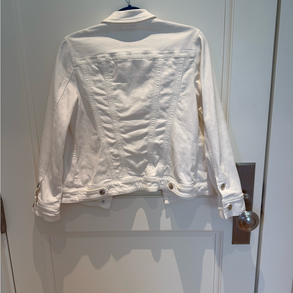 Chico's White Jean Jacket Classic Cropped Style - Picture 2 of 3
